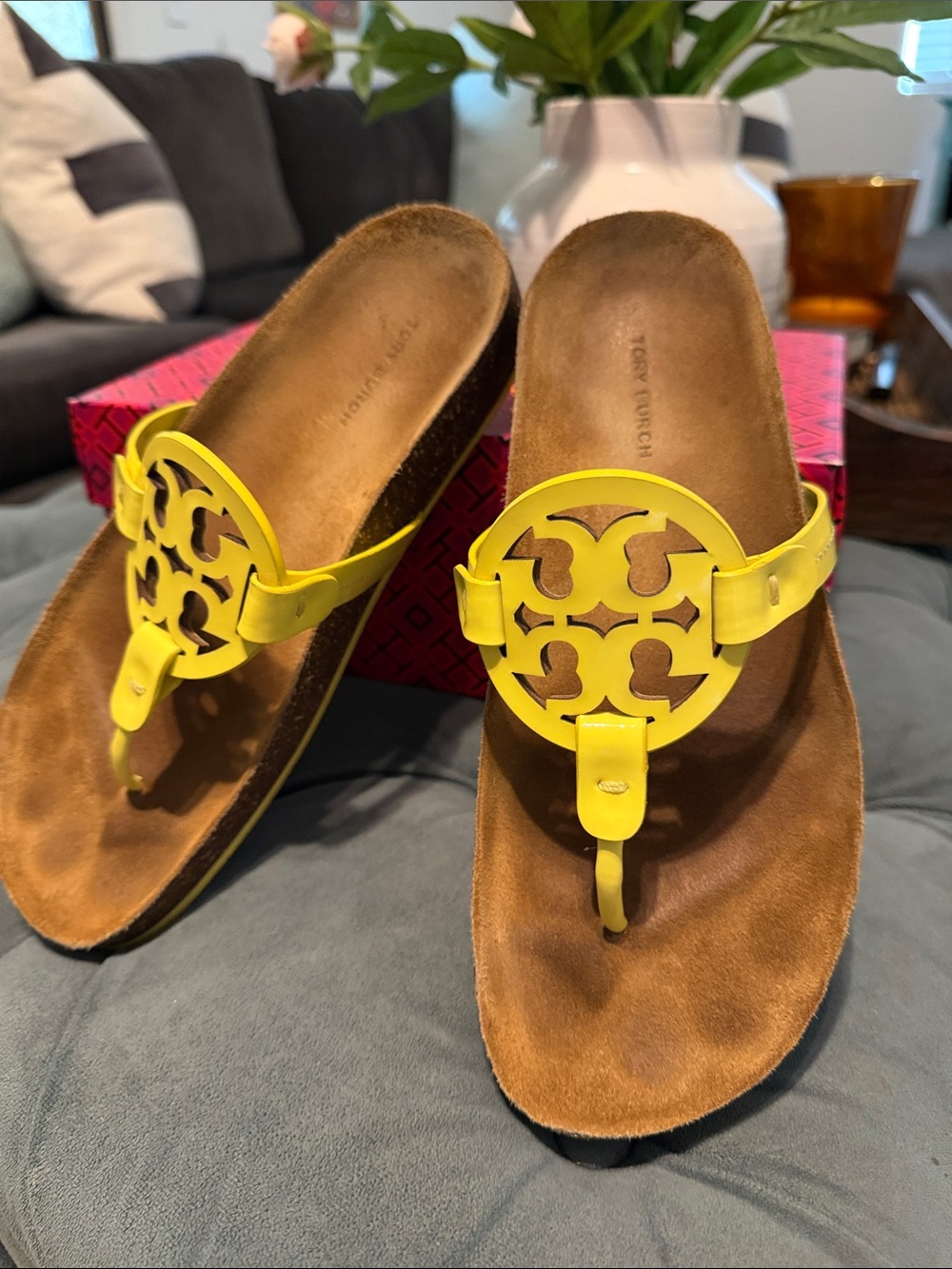 Tory Burch Neon Yellow Miller Thong Sandals